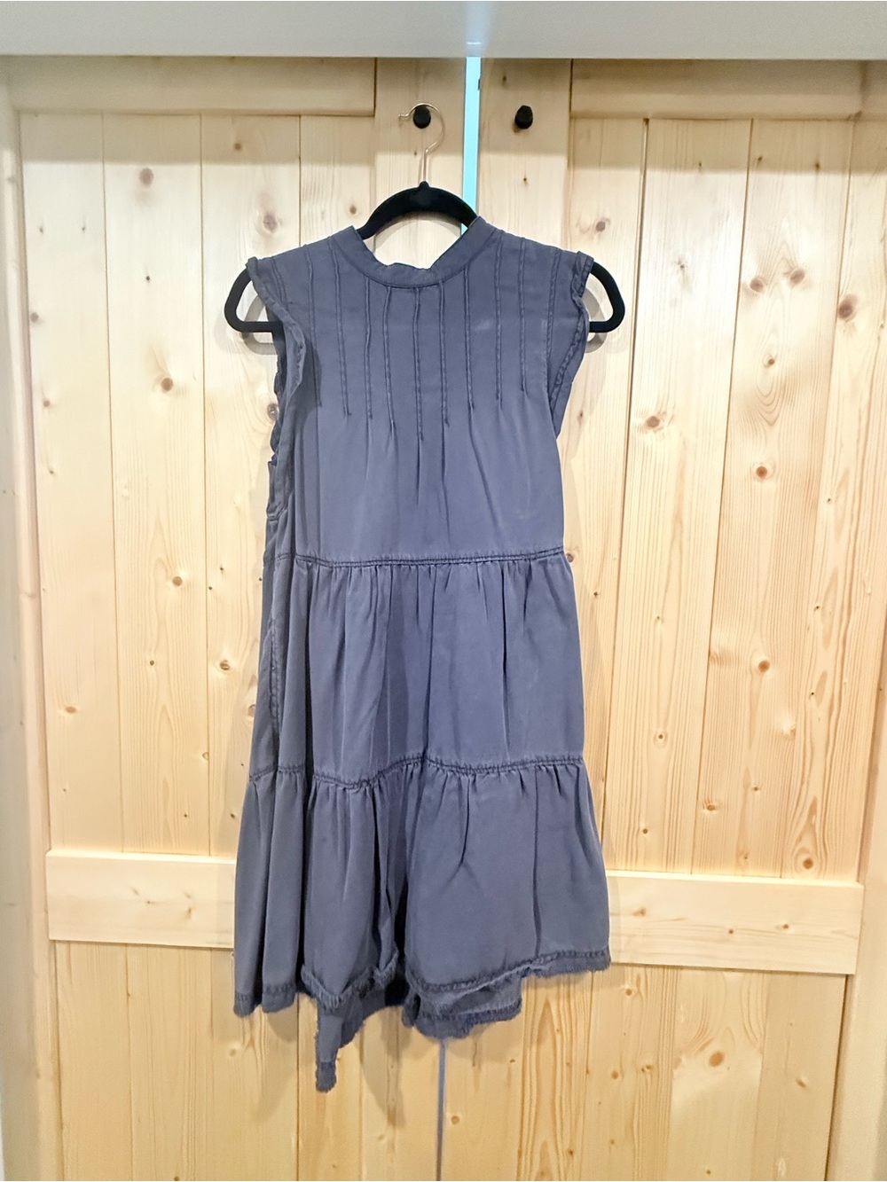 Anthropologie Sleeveless Tiered Mini Dress in Slate Blue